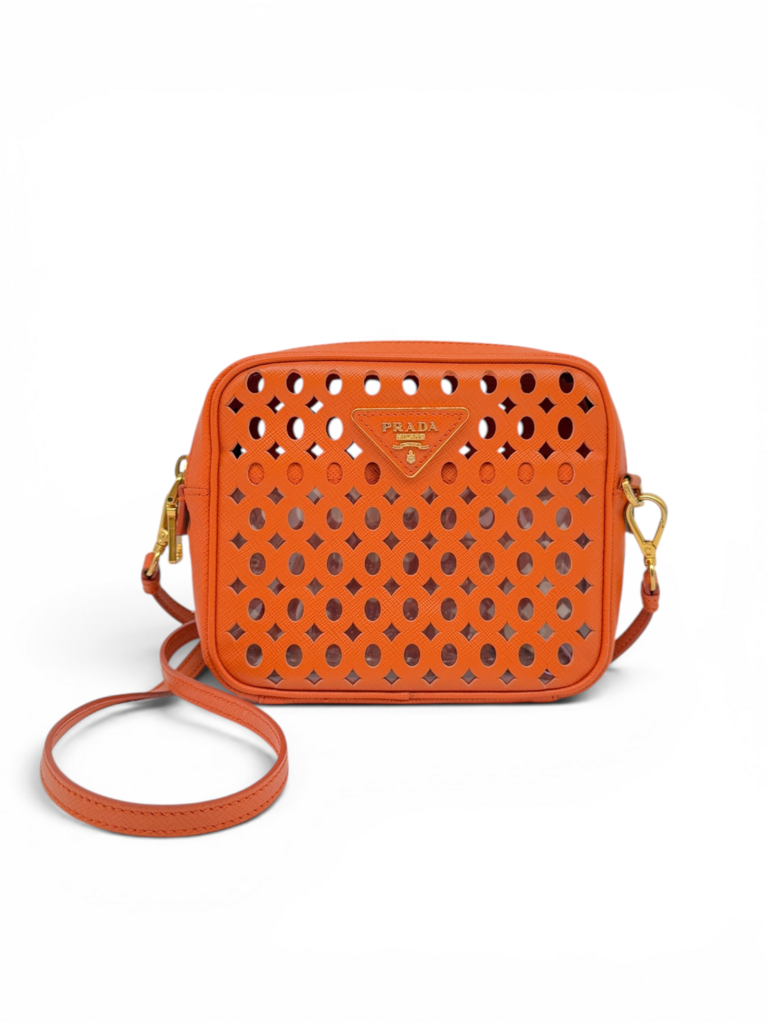 Prada Laser Cut Saffiano Crossbody Bag