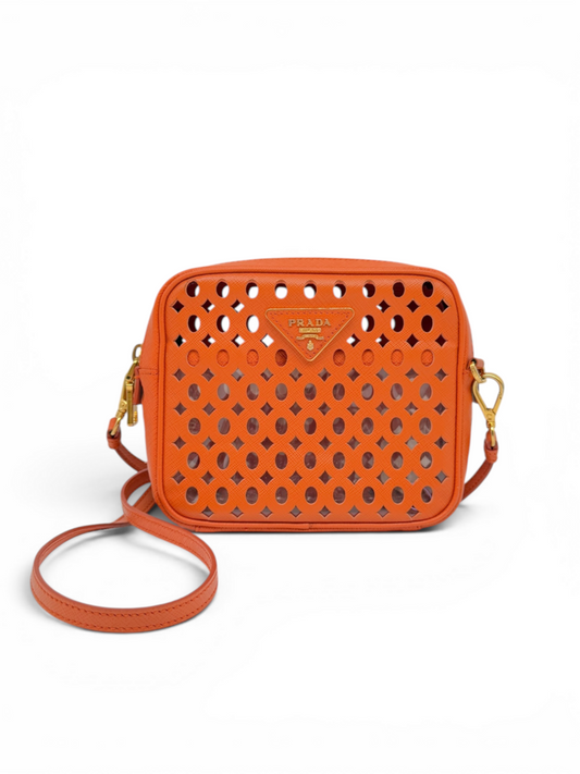 Prada Laser Cut Saffiano Crossbody Bag