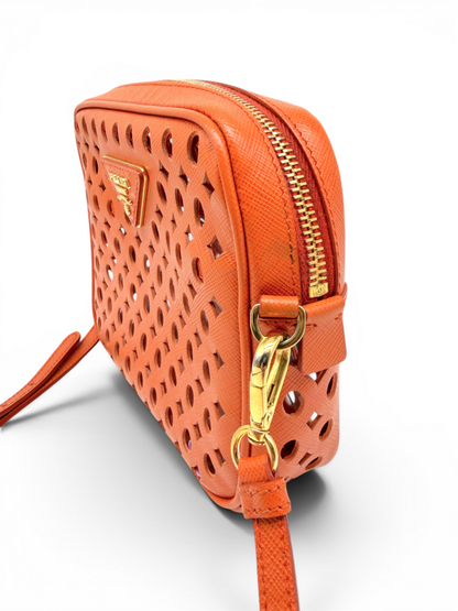 Prada Laser Cut Saffiano Crossbody Bag