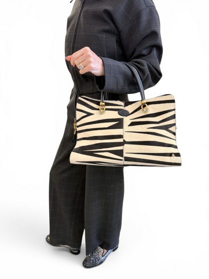 Tods Zebra Print Calf Skin Bag