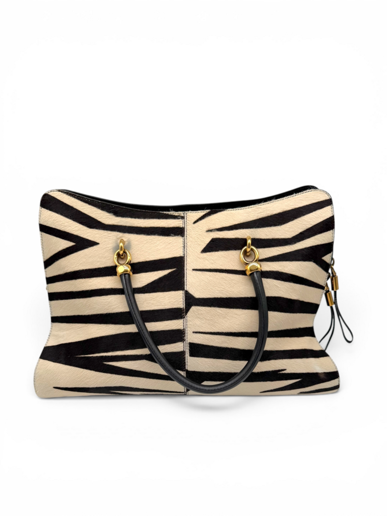 Tods Zebra Print Calf Skin Bag