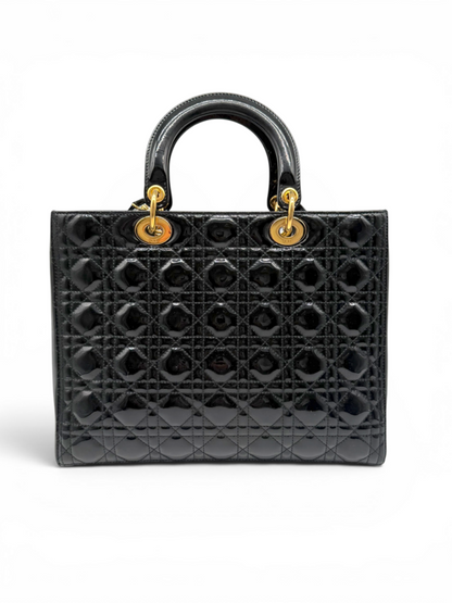 Christian Dior 'Cannage Large Lady Dior' Patent Leather Bag