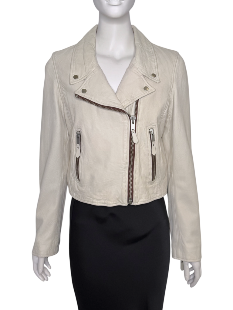 Biker Leather Jacket Size 38