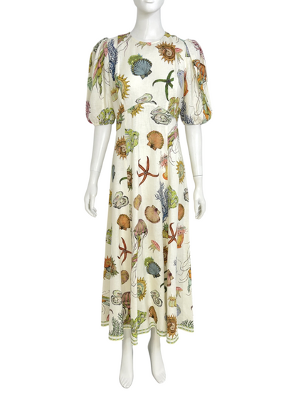 'Sea' Midi Linen Dress Size 10