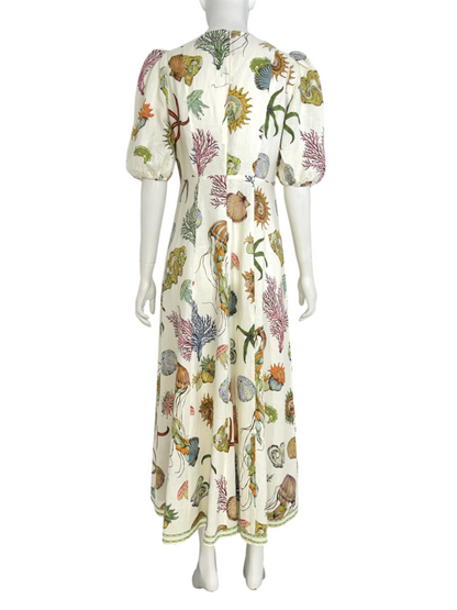 'Sea' Midi Linen Dress Size 10