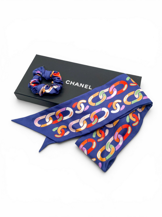 Silk Twilly Bandeau Scarf & Scrunchie Including Box