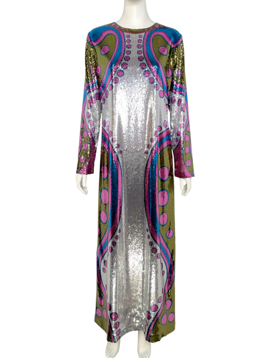 'Supremes Swing' Sequin Gown With Tags Size L