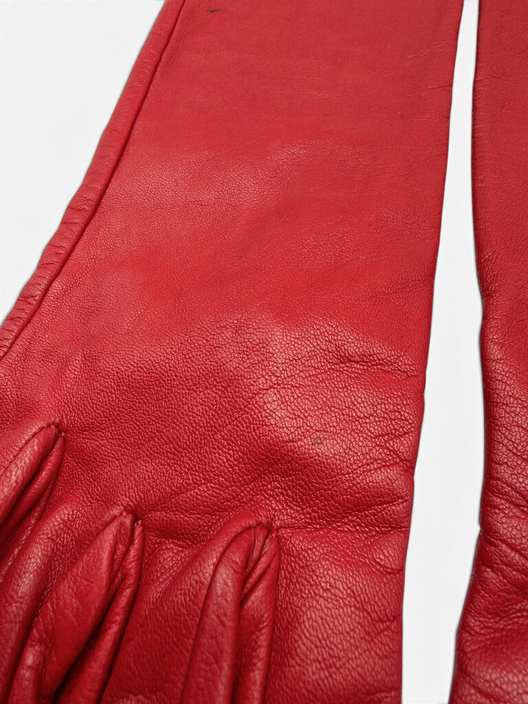Long Leather & Silk Gloves