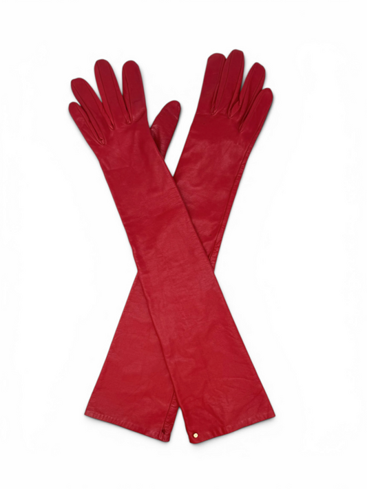 Long Leather & Silk Gloves