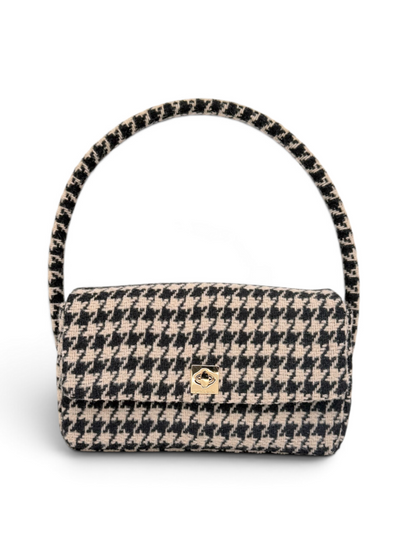 Knit Houndstooth Handbag With Dust Bag