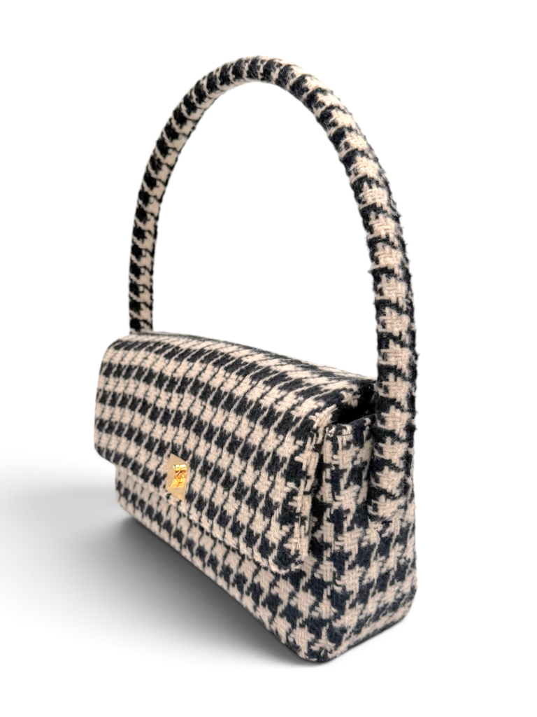 Knit Houndstooth Handbag With Dust Bag
