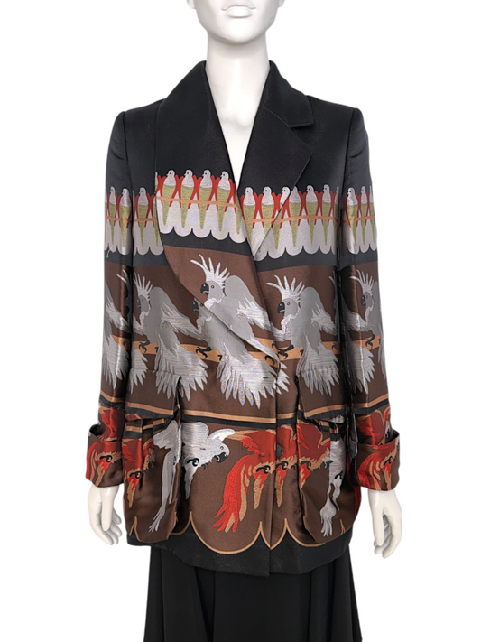 Silk Tailored Parrot Jacket Size 36
