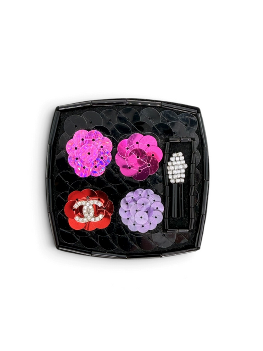 2004 Vintage Camellia Makeup Compact Brooch
