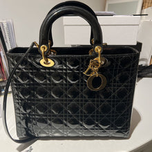 Load image into Gallery viewer, Christian Dior &#39;Cannage Large Lady Dior&#39; Patent Leather Handbag
