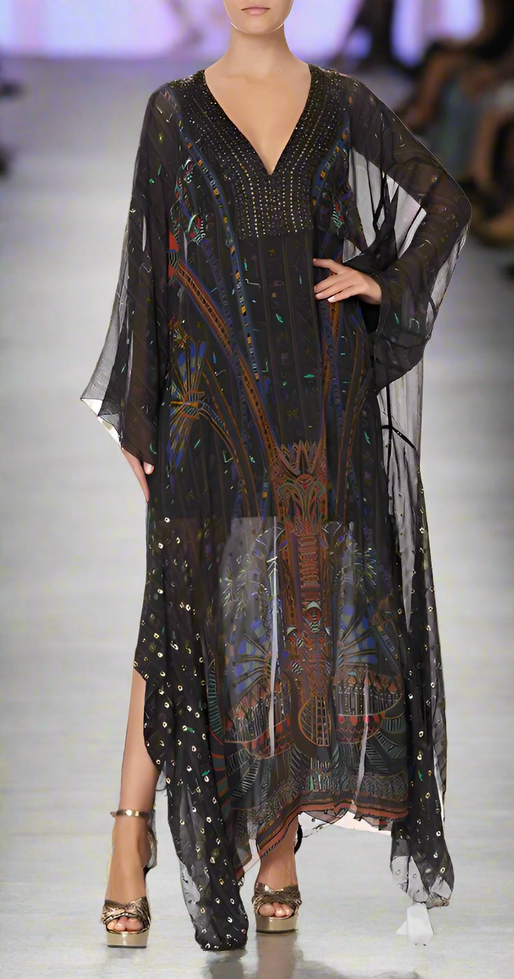 Camilla 'Gateway to Giza' Silk Sheer Kaftan Size S/M