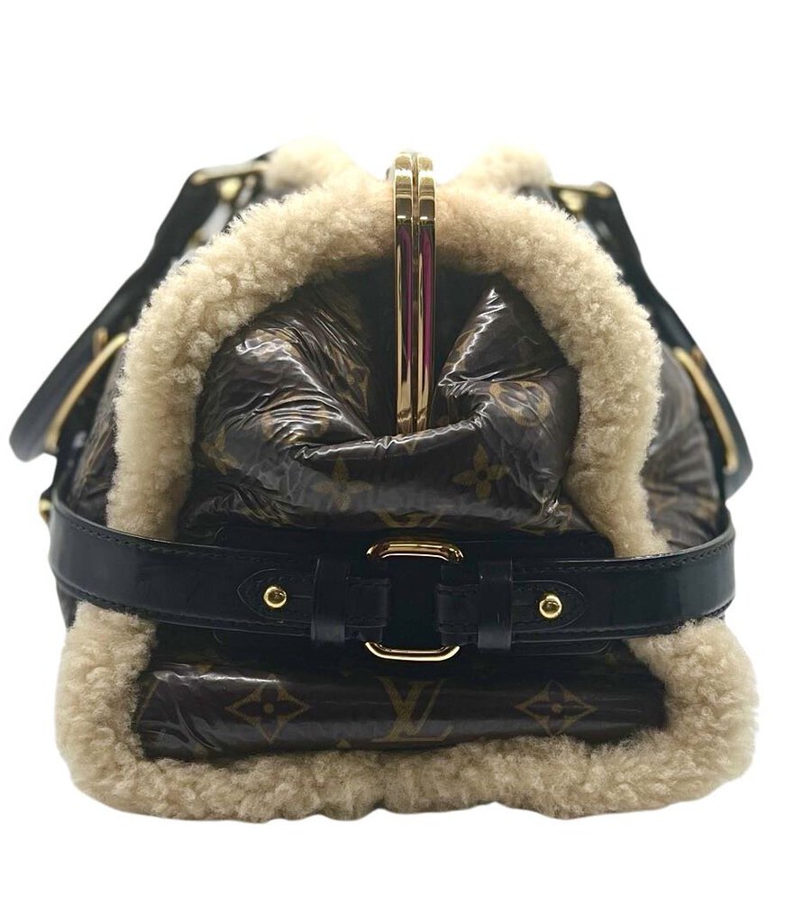 Louis Vuitton Thunder Shearling LE Handbag in Shiny Monogram Leather and  Sheepskin For Sale at 1stDibs