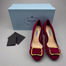 Load image into Gallery viewer, Prada Suede Heels with Buckle Size 37.5
