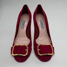 Load image into Gallery viewer, Prada Suede Heels with Buckle Size 37.5
