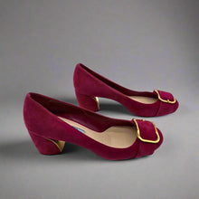 Load image into Gallery viewer, Prada Suede Heels with Buckle Size 37.5
